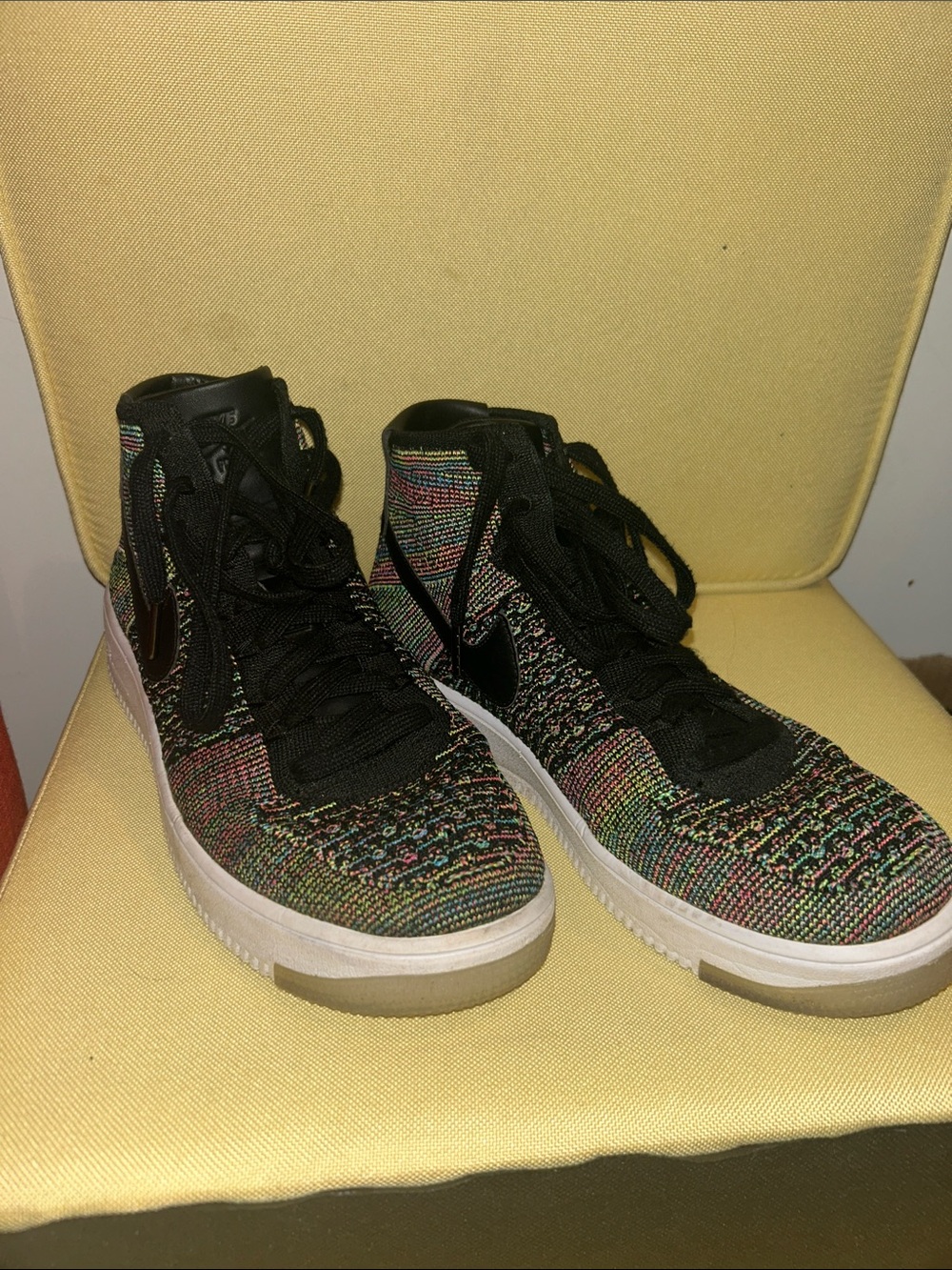 Nike Black Multicolor Flyknit High-Top Sneakers